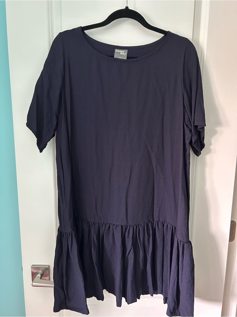 Everyday Navy Ruffle-Hem Mini Dress by Someday Studio (Emma Knudsen)